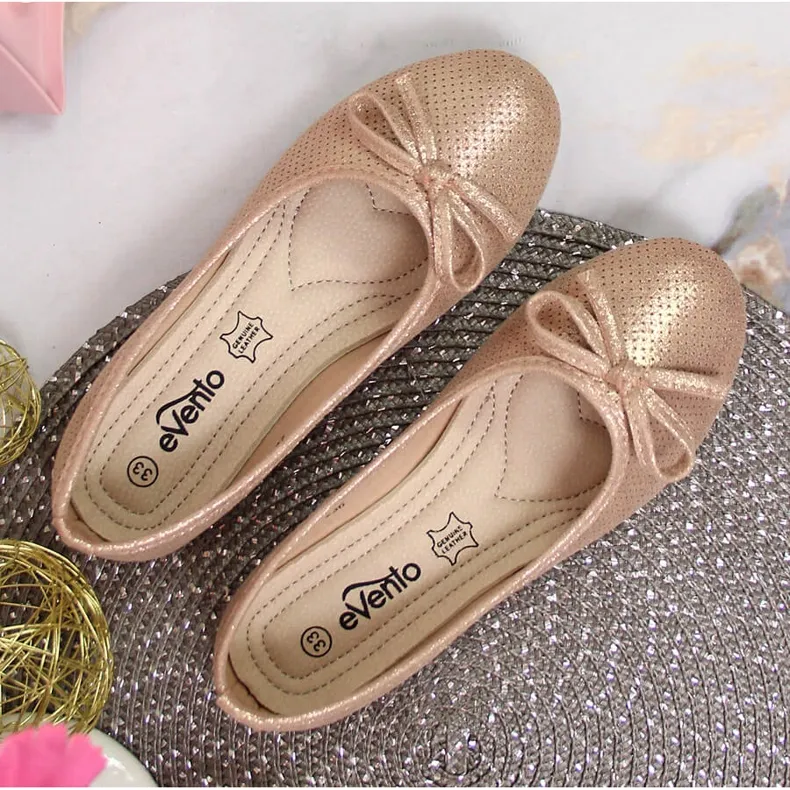 Meisjesballerina's met strik roze eVento gouden