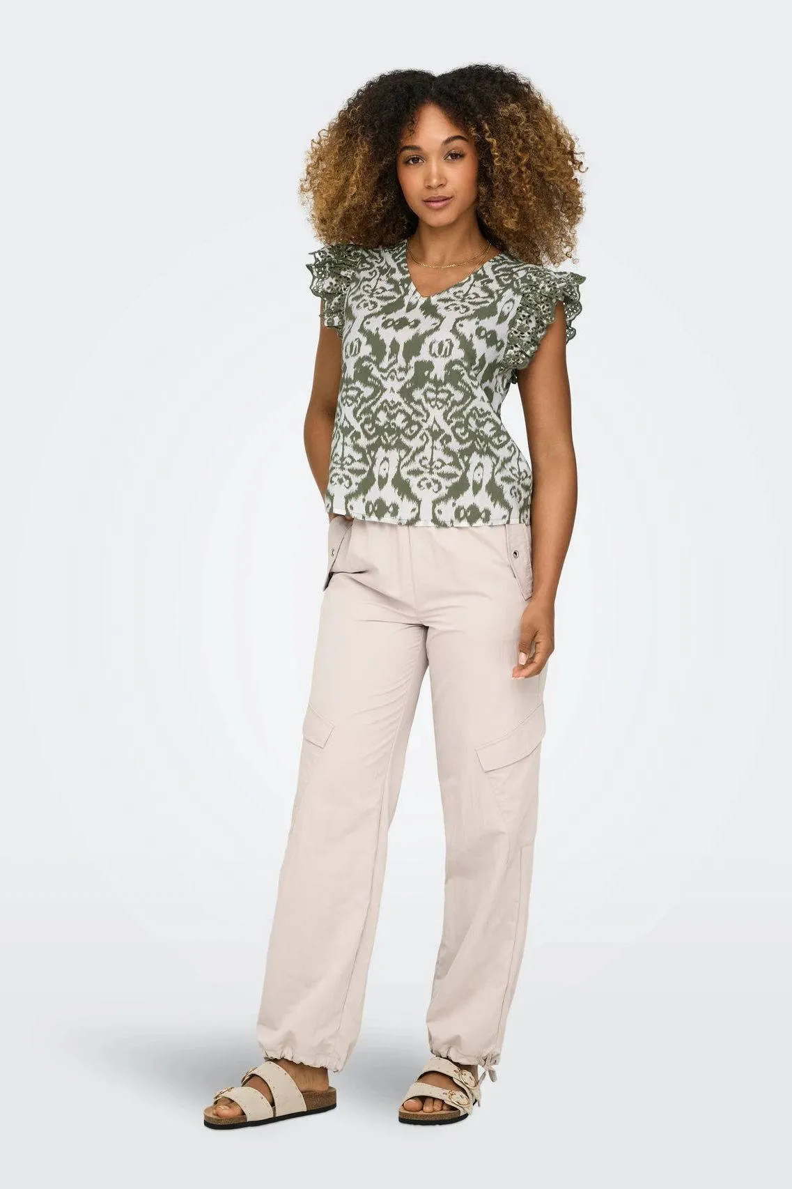 Only Gerimpelde Geborduurde Top Donna Collectie Multicolor Dames