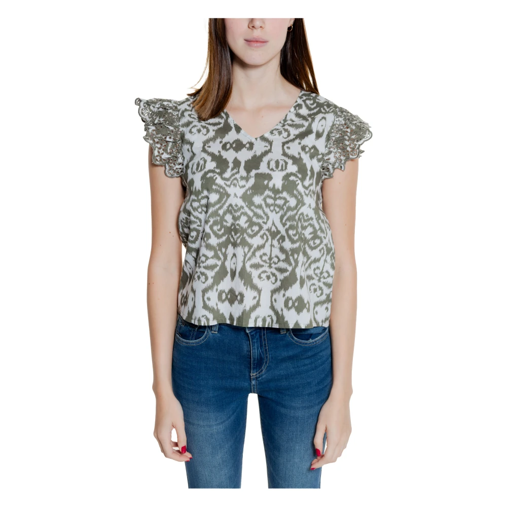 Only Gerimpelde Geborduurde Top Donna Collectie Multicolor Dames
