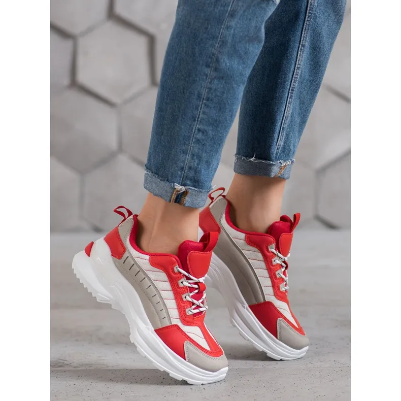 SHELOVET Modieuze schoenen op het platform rood veelkleurig