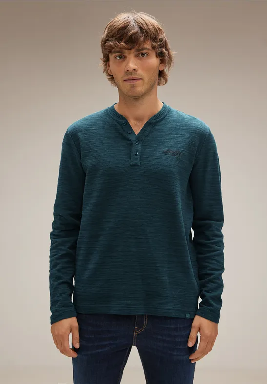 Street One MEN Shirt met lange mouwen en effectgaren in winterse stijl