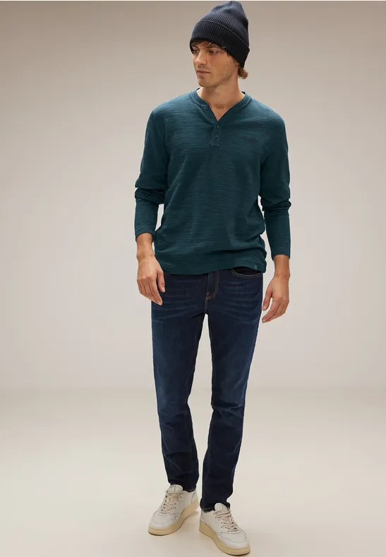 Street One MEN Shirt met lange mouwen en effectgaren in winterse stijl