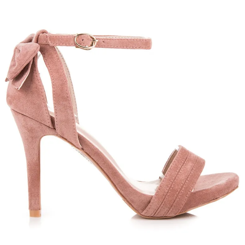 Vinceza Suède sandalen met strik roze